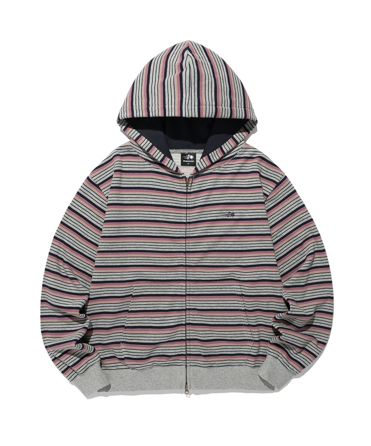 나이스고스트클럽(NICEGHOSTCLUB) STRIPE 3STAR HOODIE ZIP UP_PINK(NG2GFUM483A)