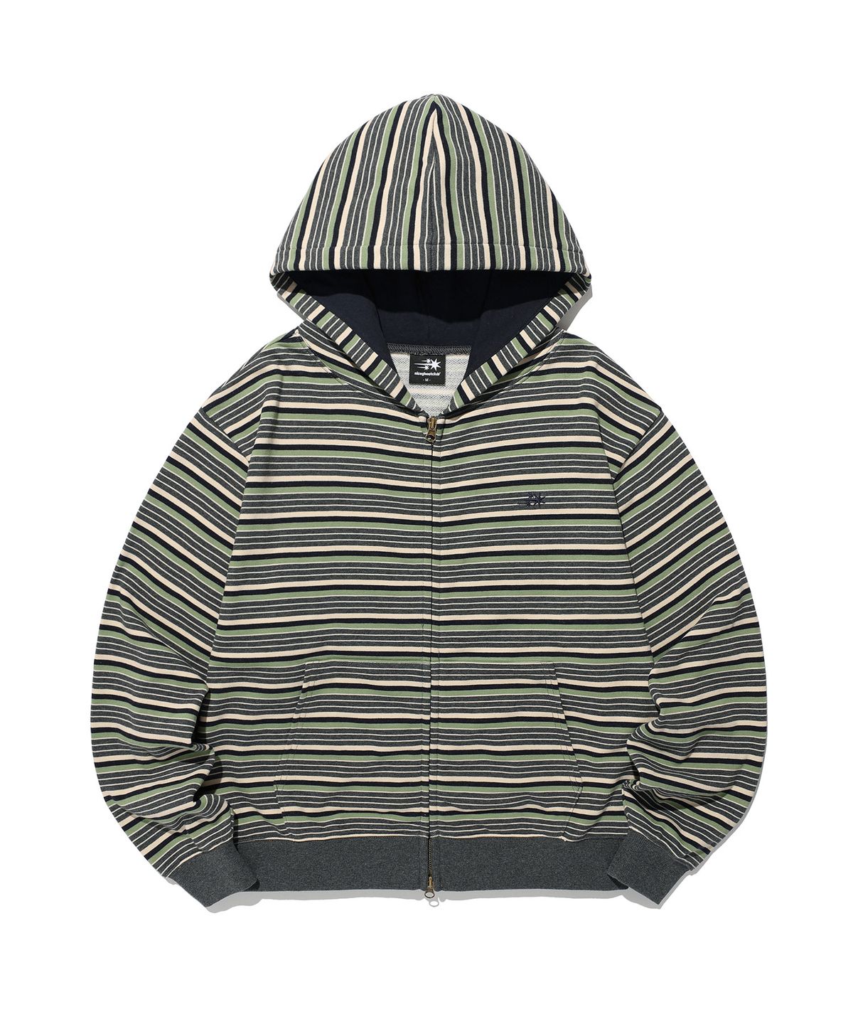나이스고스트클럽(NICEGHOSTCLUB) STRIPE 3STAR HOODIE ZIP UP_GREEN(NG2GFUM483A)