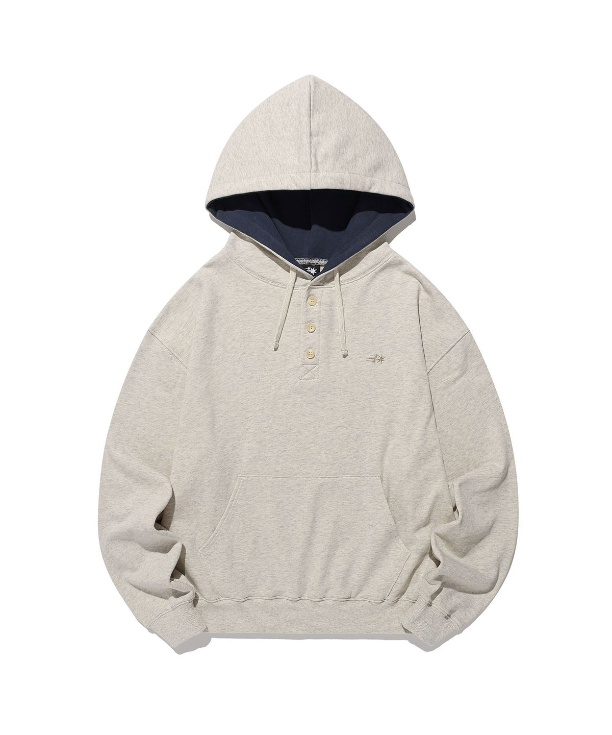나이스고스트클럽(NICEGHOSTCLUB) 3STAR HENLEY HOODIE_OATMEAL(NG2GFUM400A)