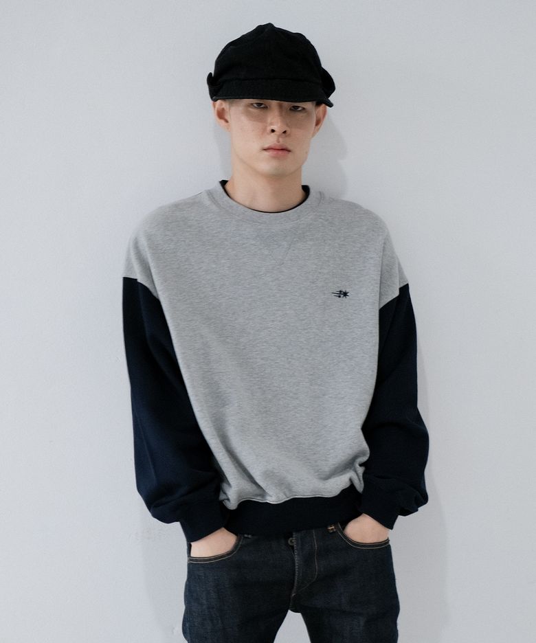 COLOR BLOCK 3STAR SWEATSHIRTS_GREY(NG2GFUM441A)