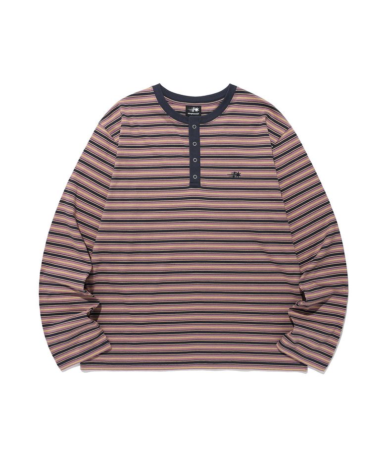 STRIPE HENLEY LS TEE_PURPLE(NG2GFUT551A)