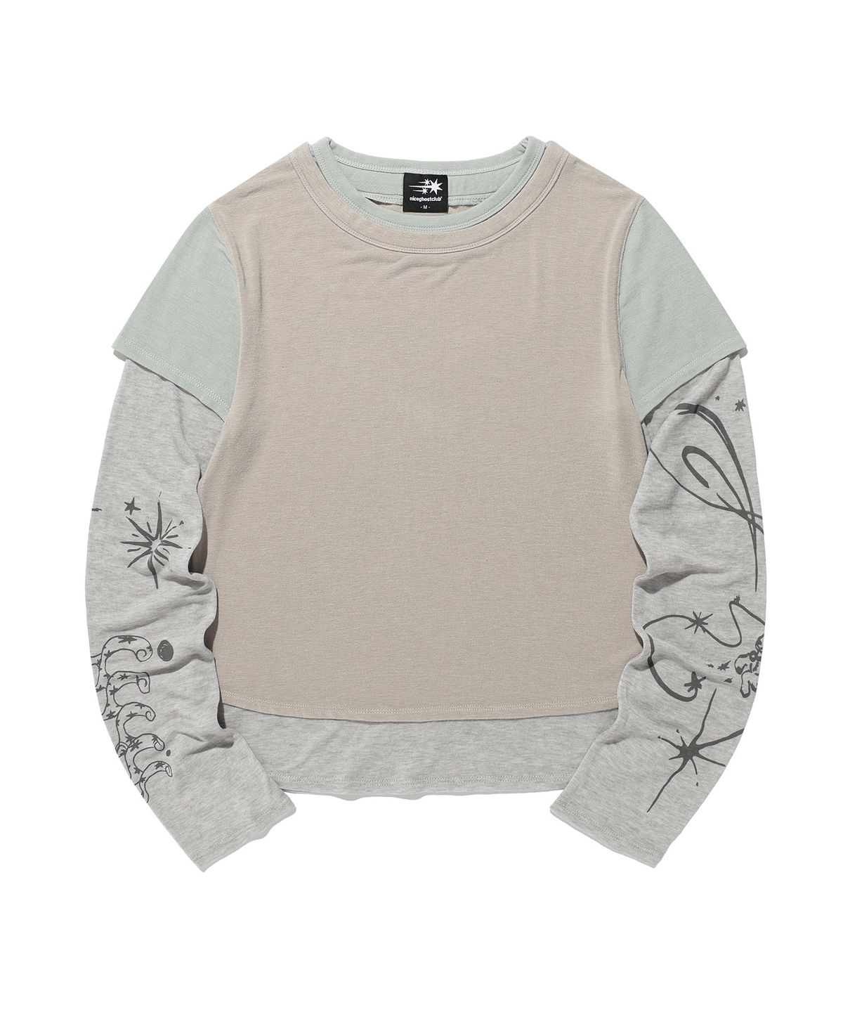 나이스고스트클럽(NICEGHOSTCLUB) TATTOO LAYERED LS TEE_GREY(NG2GFFT554A)