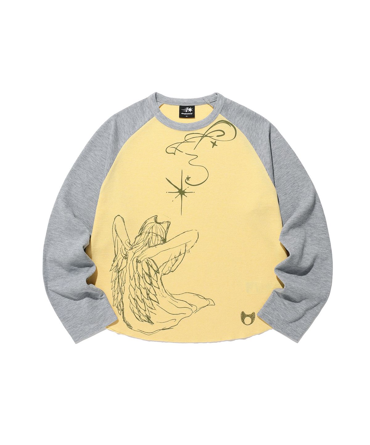나이스고스트클럽(NICEGHOSTCLUB) CAT ANGEL WAFFLE RAGLAN LS TEE_GREY(NG2GFFT555A)