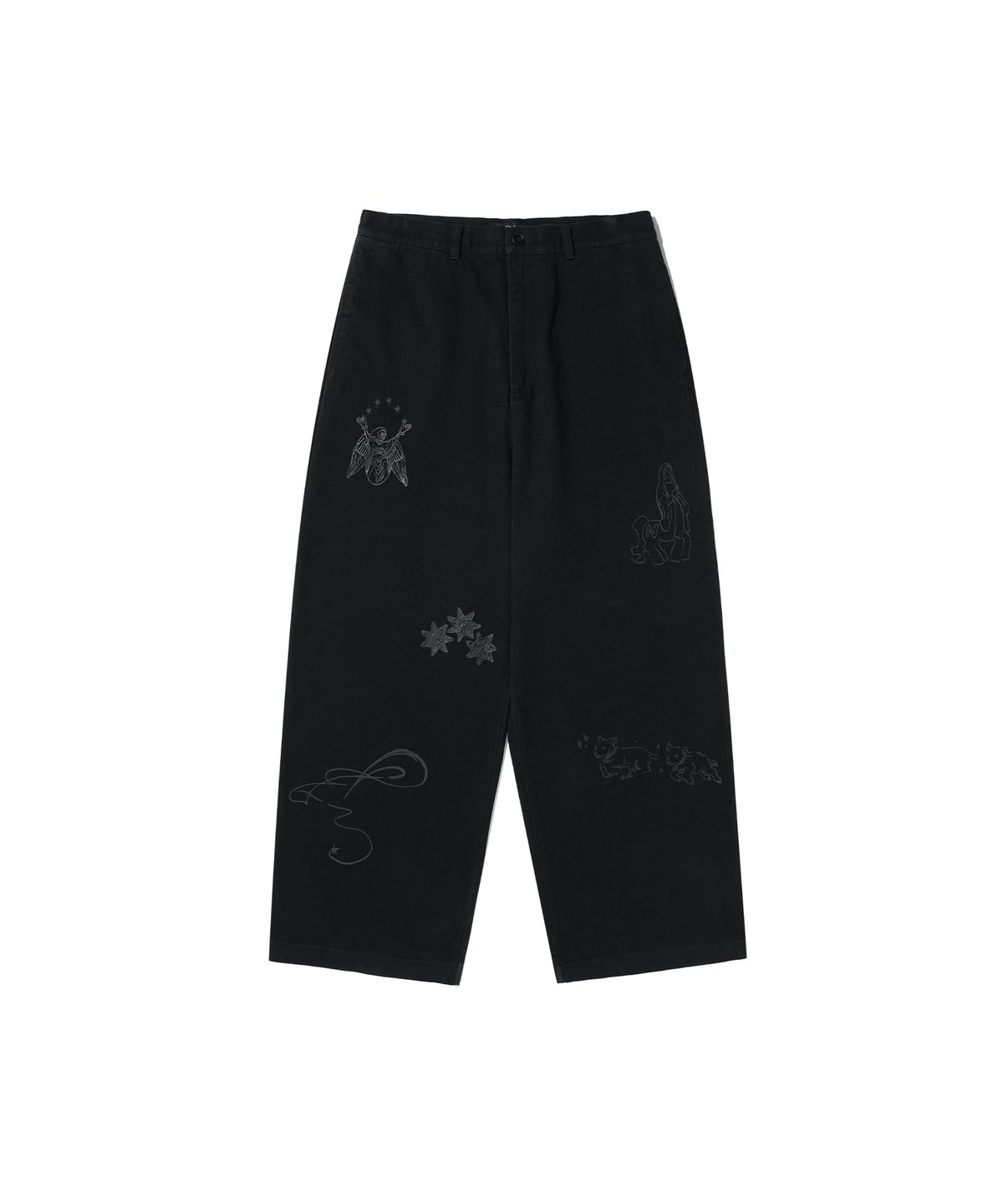나이스고스트클럽(NICEGHOSTCLUB) DOODLE COTTON WASHED PANTS_BLACK(NG2GFUPA10A)