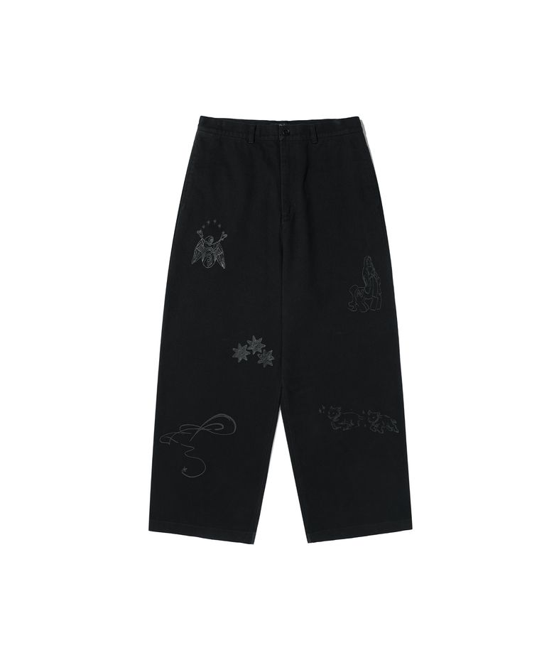 DOODLE COTTON WASHED PANTS_BLACK(NG2GFUPA10A)