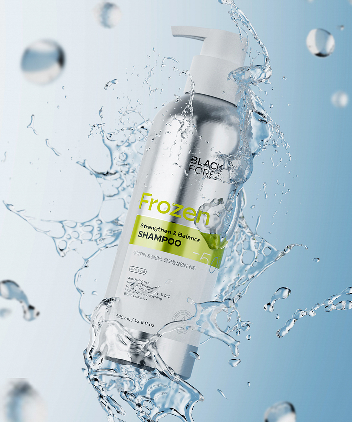 블랙포레(BLACKFORET) 블랙포레 프로즌 두피 강화 앤 밸런스 탈모증상완화 샴푸, 500ml