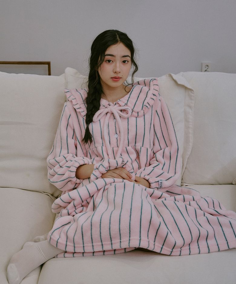 피치헤이즈 극세사수면 긴팔 잠옷 원피스