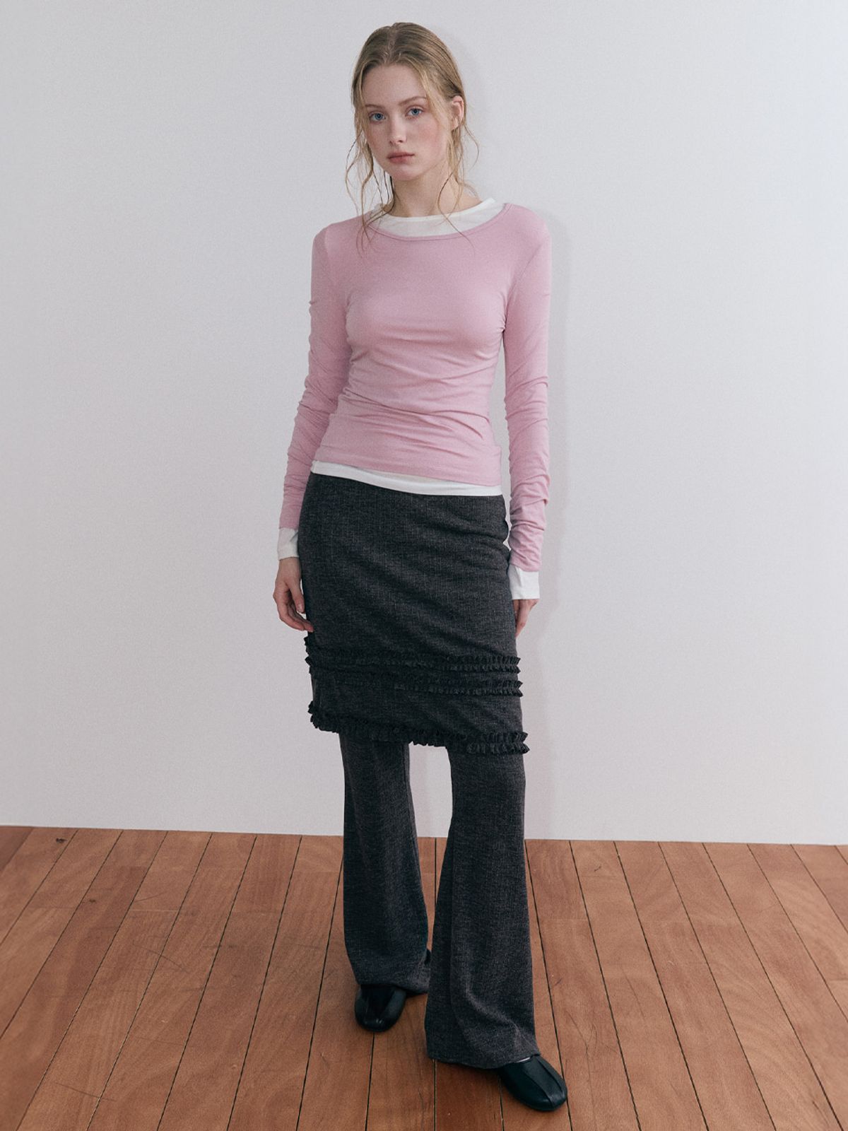 에트몽(ETMON) Frill Skirt Pants, Charcoal