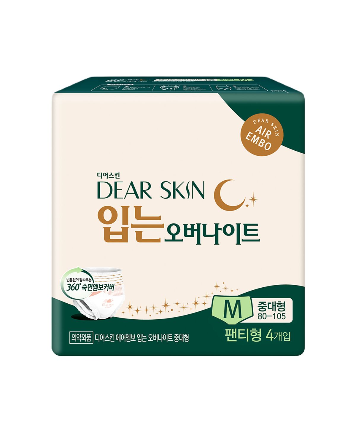 디어스킨(DEARSKIN) 에어엠보 입는오버나이트 중대형 4P