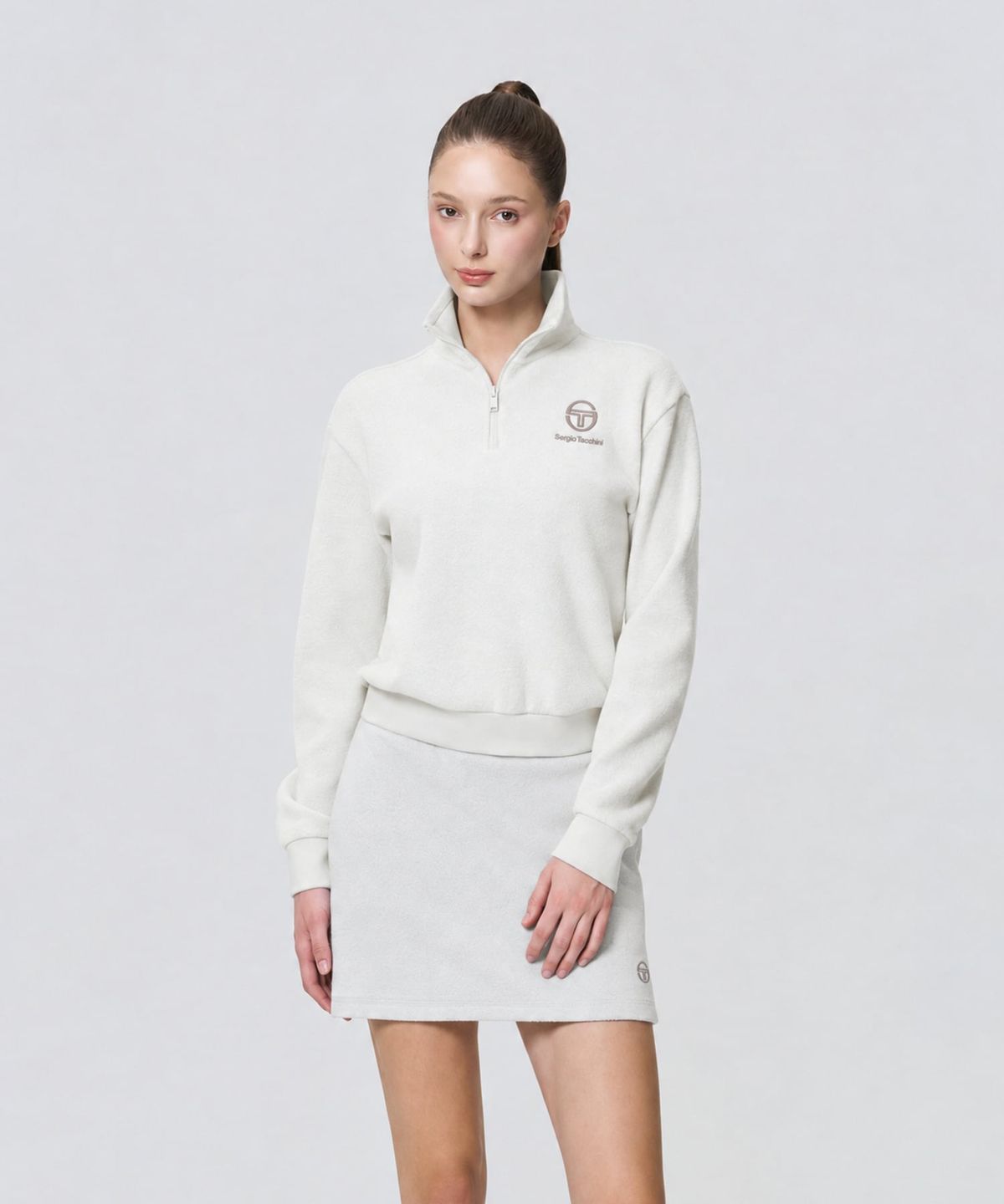 세르지오 타키니(SERGIO TACCHINI) W 테리플리스 아트웍 하프집 (Ivory)
