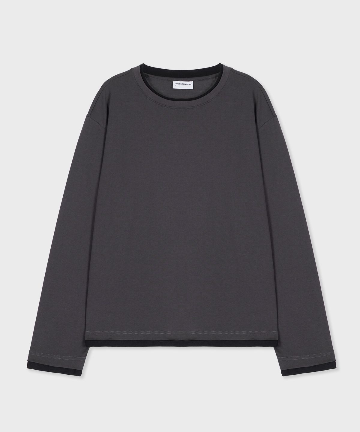 굿라이프웍스(GLW) [unisex] 더블 레이어드 롱슬리브티 차콜