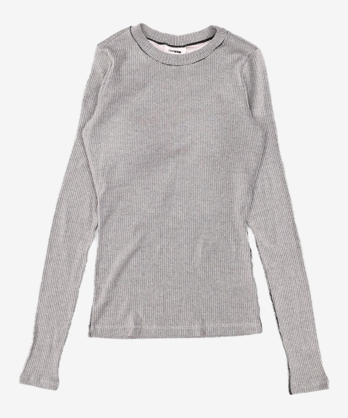 후포(HOOPOE) hoopoe rib long sleeve t-shirt_black snow M