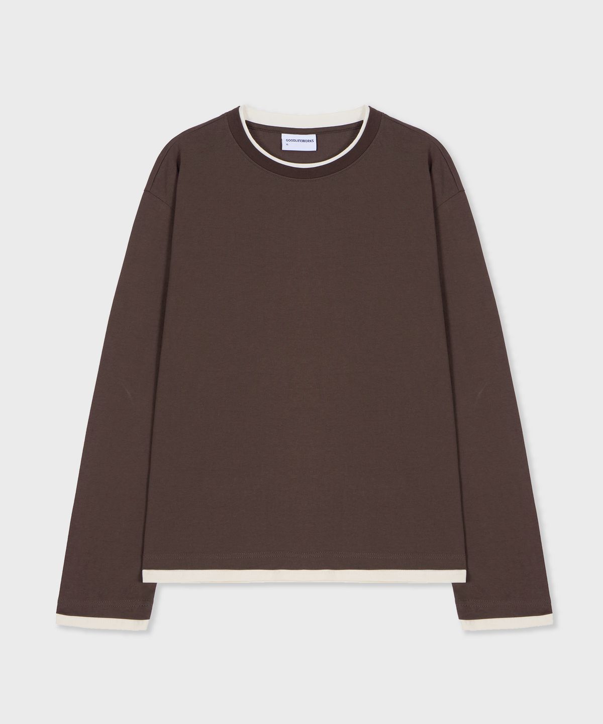 굿라이프웍스(GLW) [unisex] 더블 레이어드 롱슬리브티 브라운