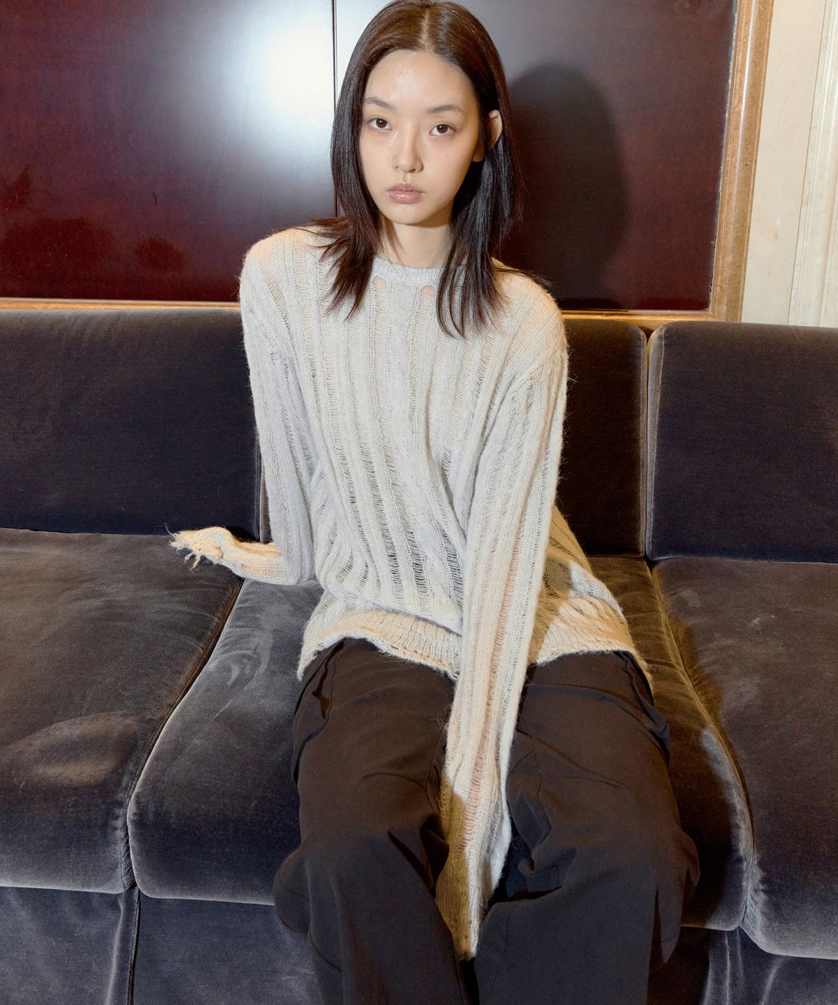 이프소마그넷(IFSO MAGNET) Damage See-through Knit - GREY