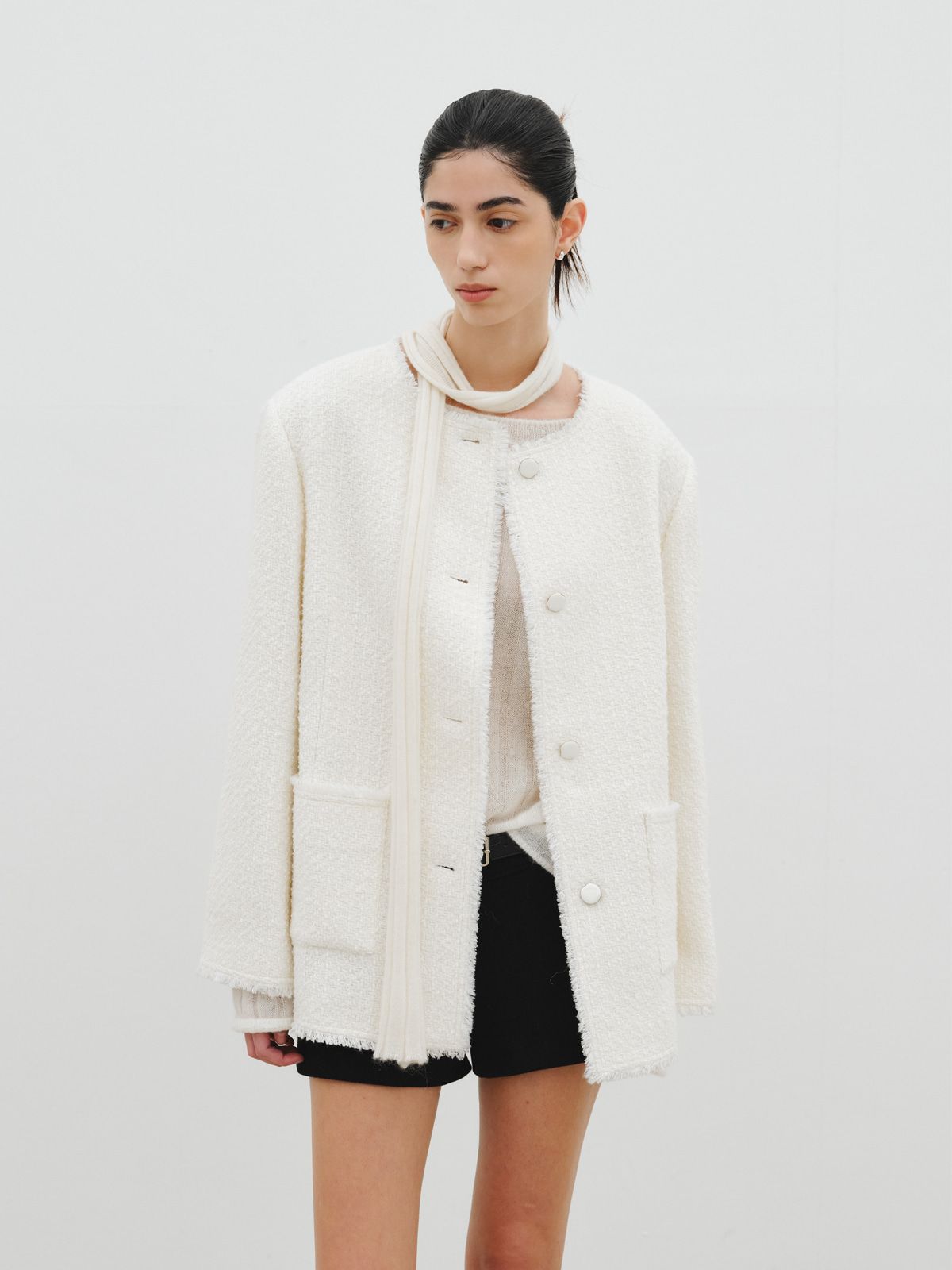 리플레인(REPLAIN) OVERSIZED TWEED JACKET_IVORY