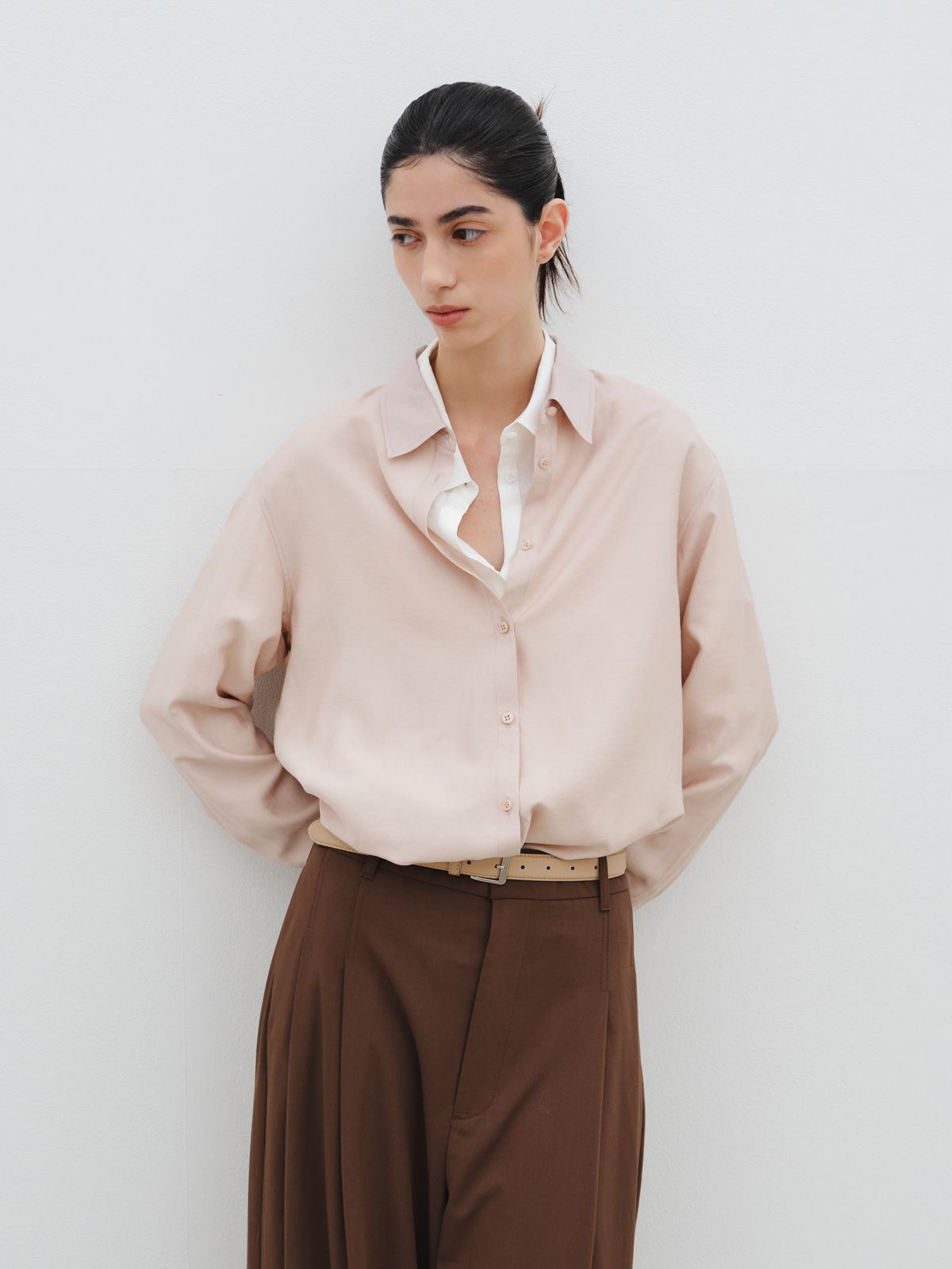 리플레인(REPLAIN) SHEER ESSENTIAL SHIRT_SKIN BEIGE