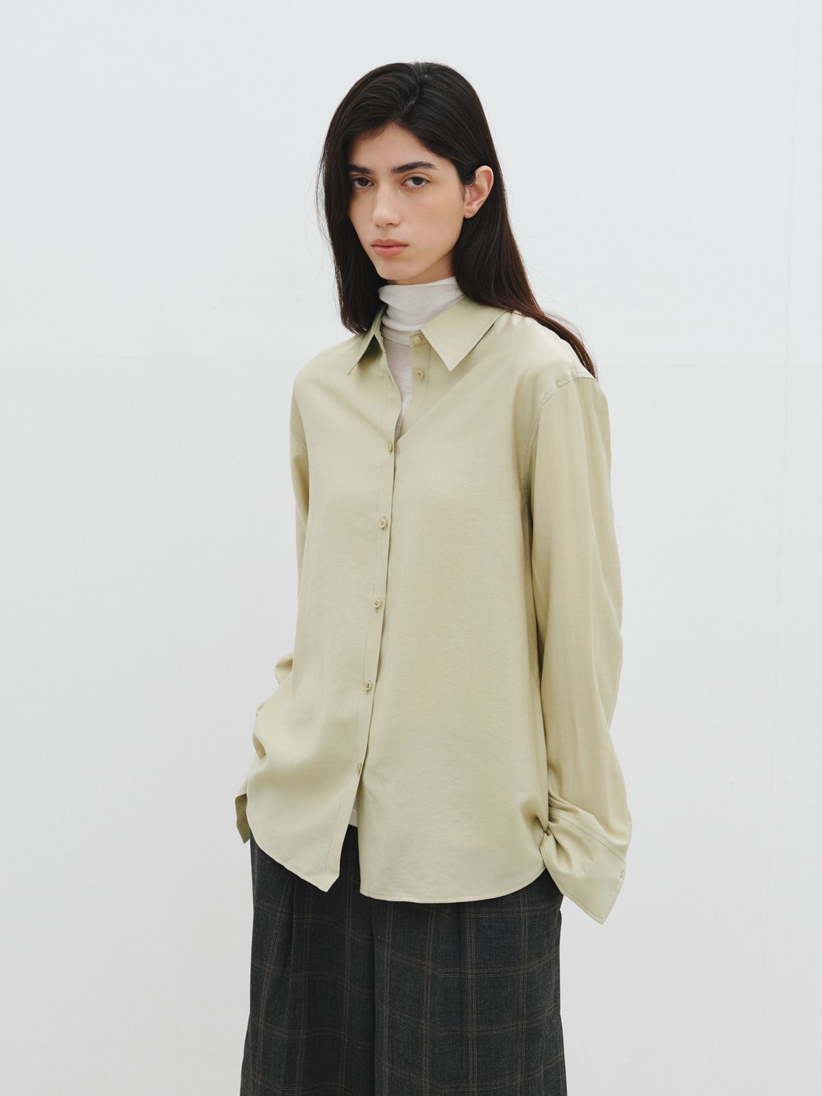 리플레인(REPLAIN) SHEER ESSENTIAL SHIRT_OLIVE