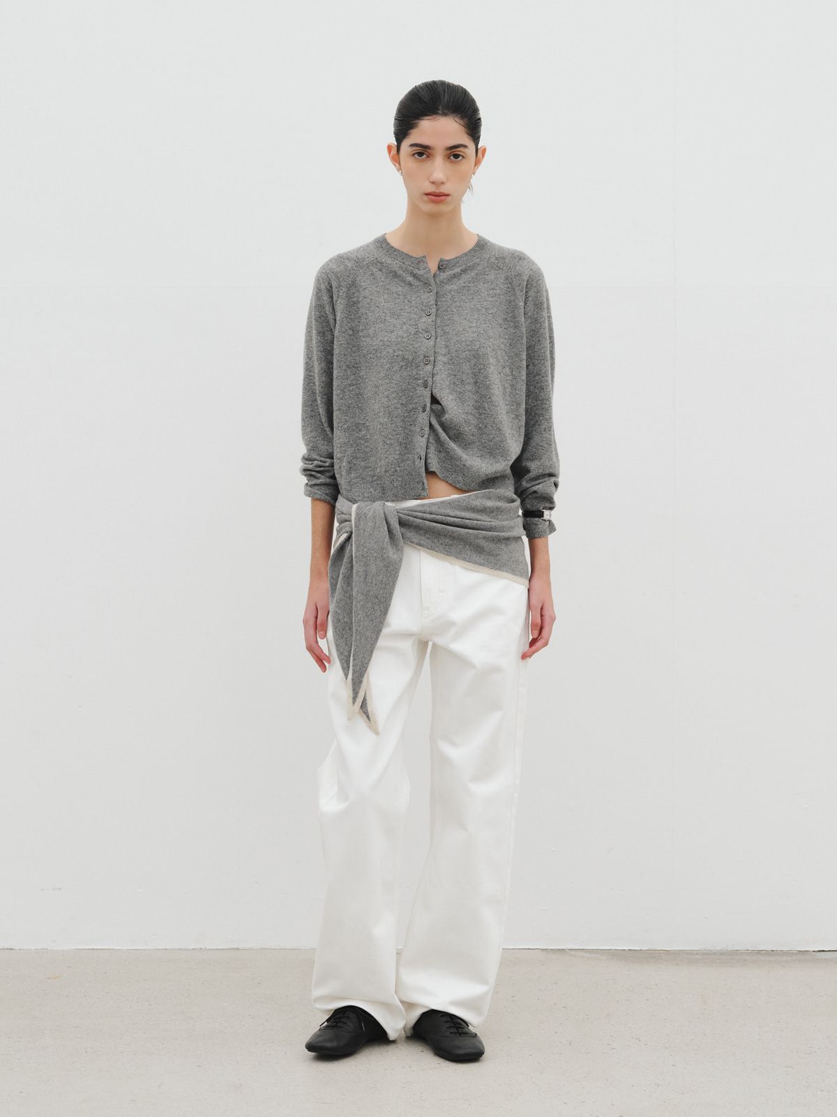 리플레인(REPLAIN) WOOL CASHMERE LINE MUFFLER_GREY