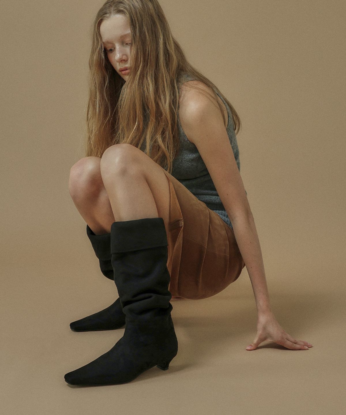 에퓨레(EPURE) KIKO Suede Folding Middle Boots (2color)