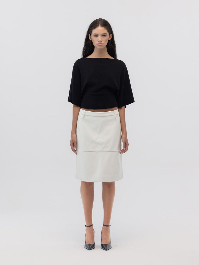 SOFT CURVE MIDI SKIRT (IVORY)