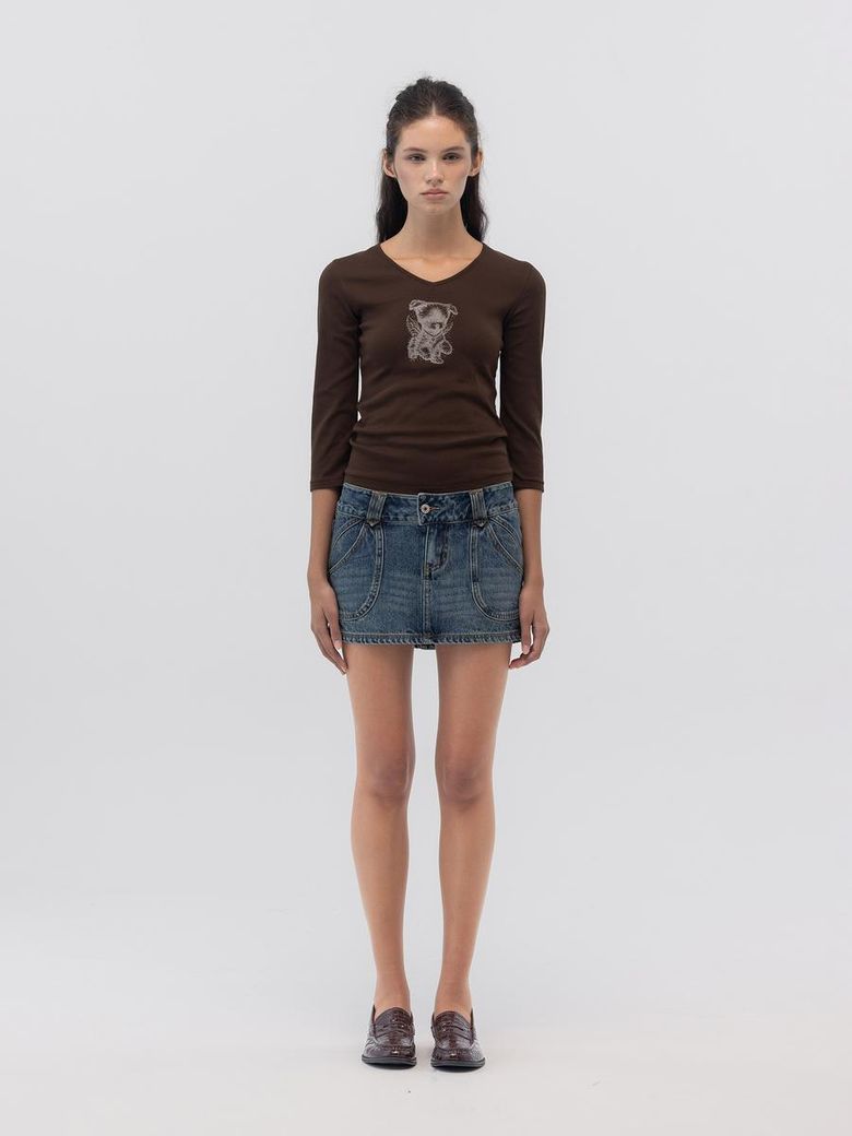 CURVY DENIM MINI SKIRT (DEEP BLUE)