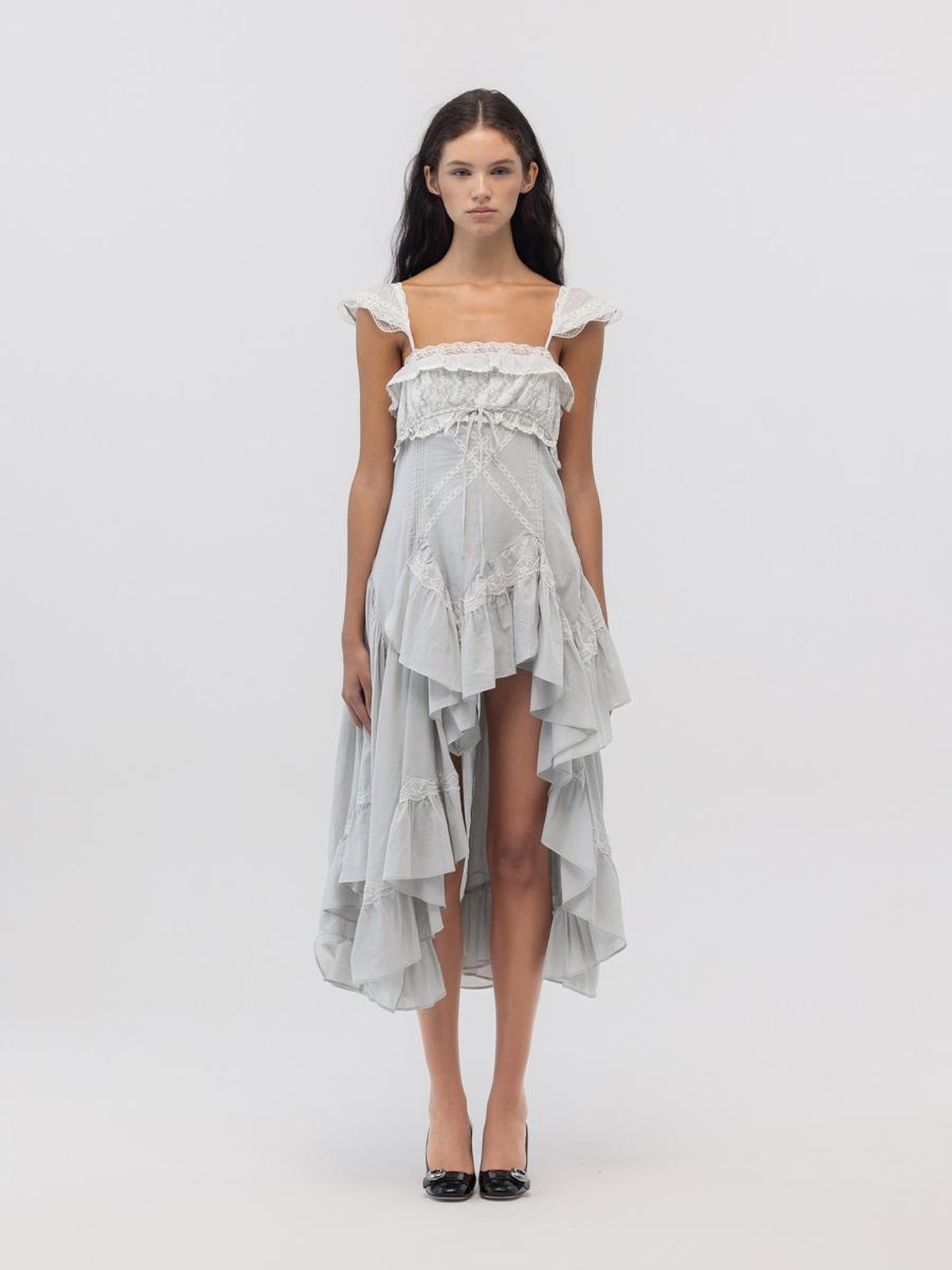글로니(GLOWNY) SWAN VEIL LACE DRESS (SAGE GREEN)