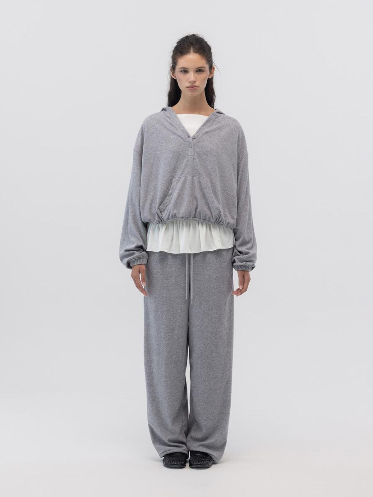 글로니(GLOWNY) SNUG TERRY STRING PANTS (MELANGE GRAY)