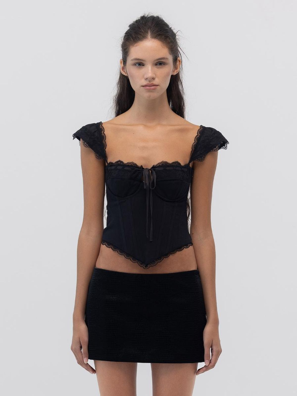 글로니(GLOWNY) POWDER CORSET TOP (BLACK)