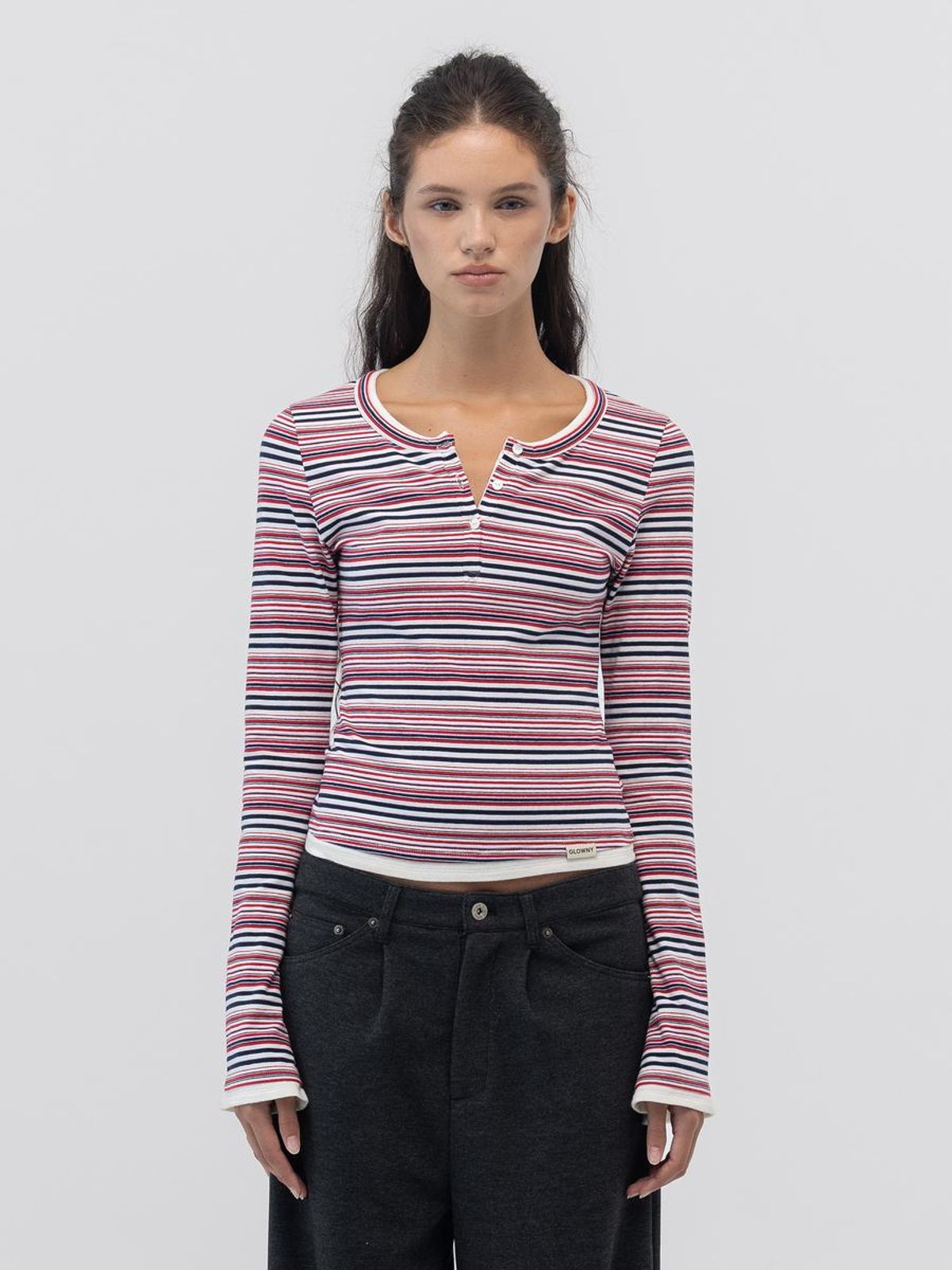 글로니(GLOWNY) ROAN LAYERED LONG SLEEVE (RED STRIPE)