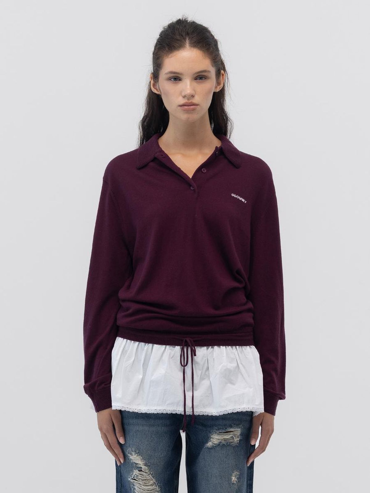 글로니(GLOWNY) NEST POLO MINI DRESS (WINE)