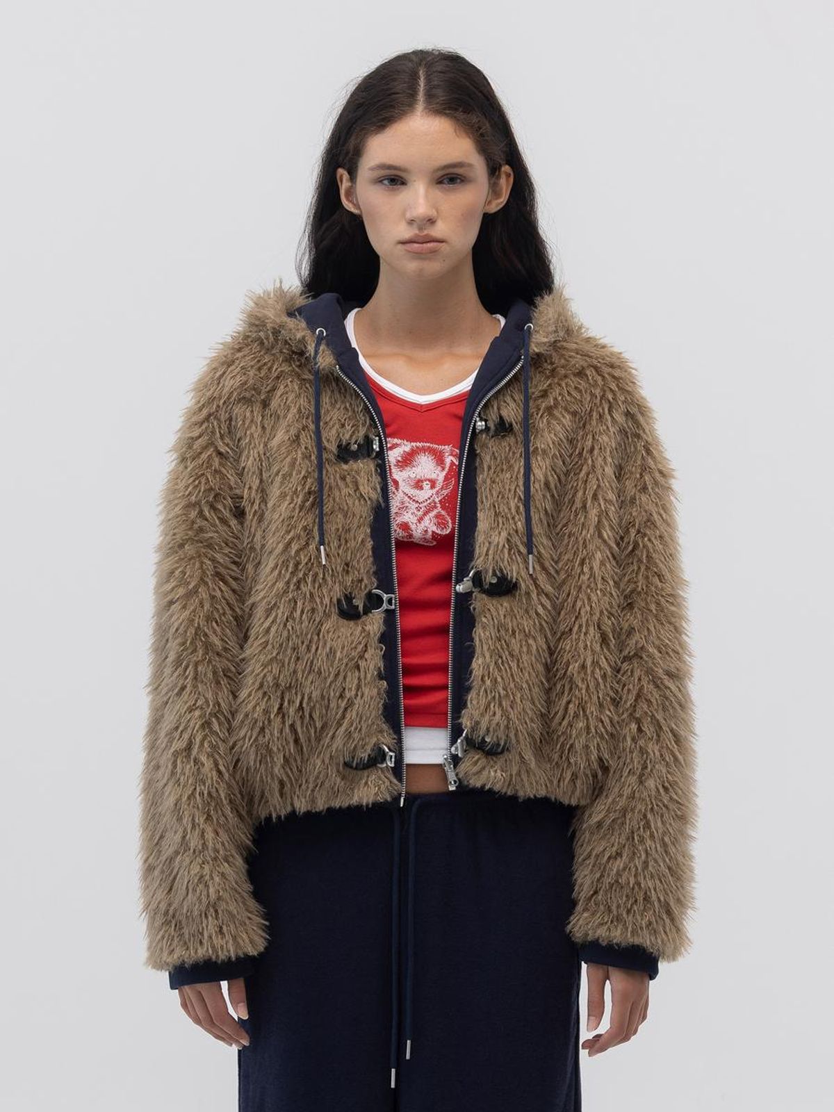 글로니(GLOWNY) FLURRY REVERSIBLE FUR JACKET (NAVY)
