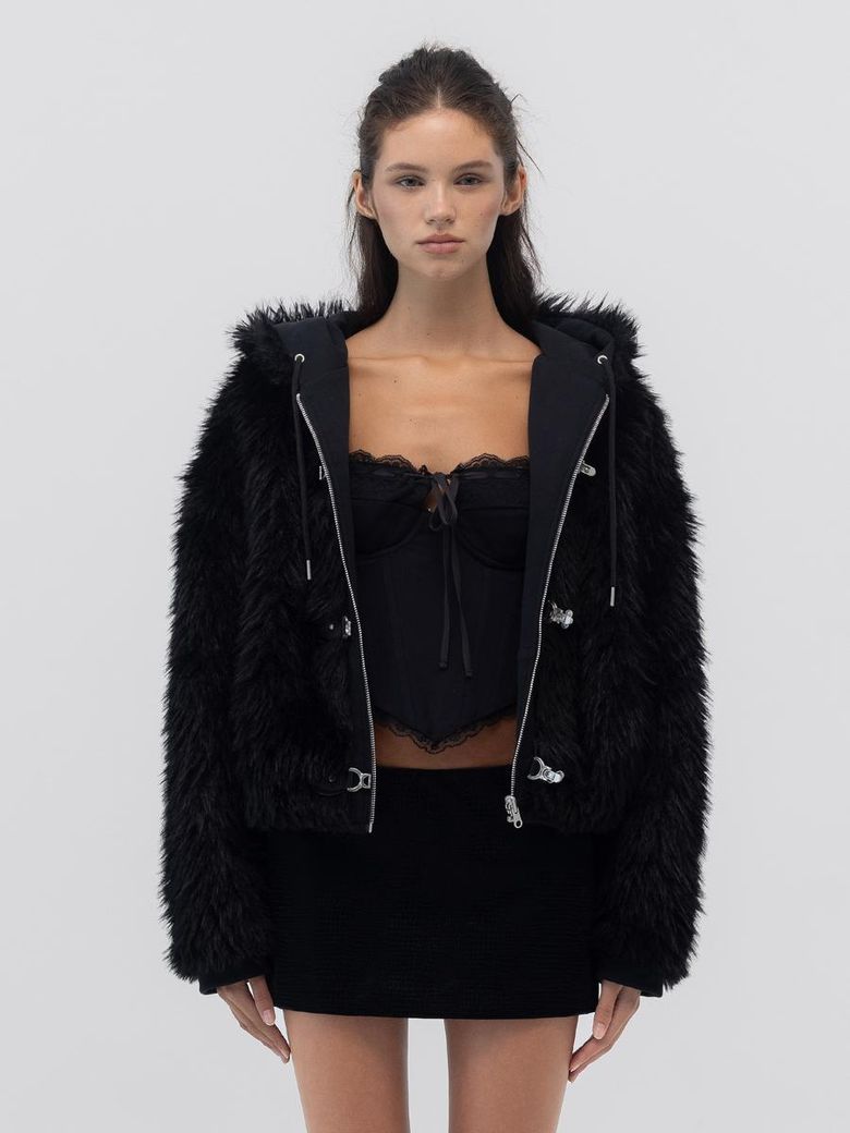 FLURRY REVERSIBLE FUR JACKET (BLACK)