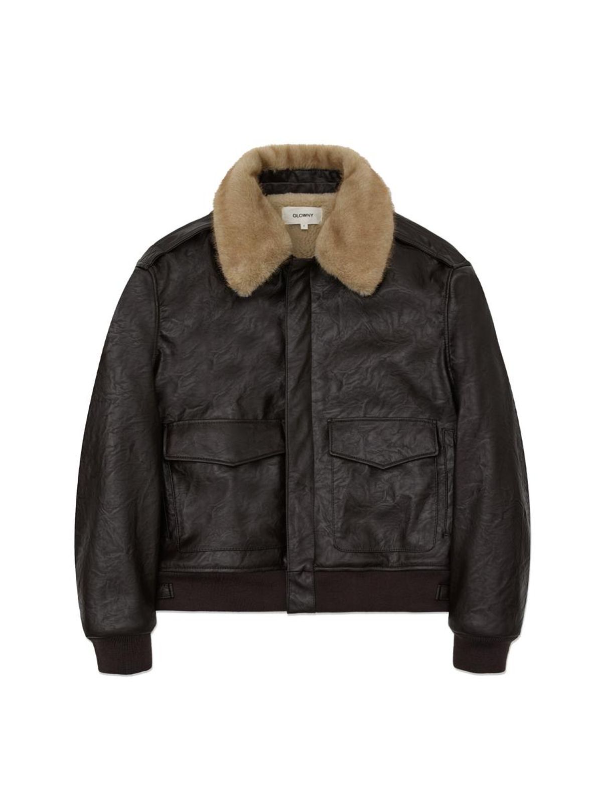 글로니(GLOWNY) SHEARLING LEATHER JACKET (BROWN)