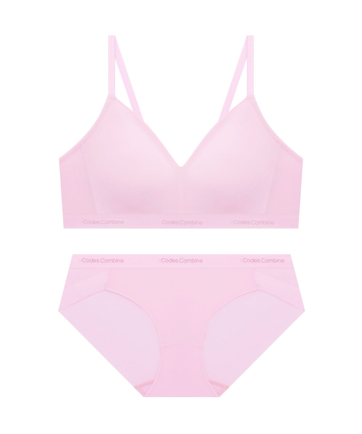 코데즈컴바인 이너웨어(CODES COMBINE INNERWEAR) 소프트 톤온톤 에어로쿨 브라 팬티 세트_페일핑크
