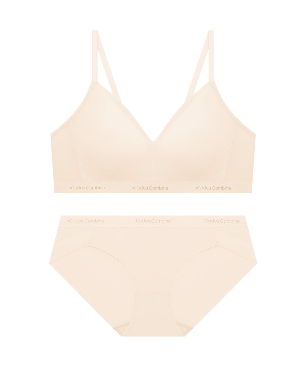코데즈컴바인 이너웨어(CODES COMBINE INNERWEAR) 소프트 톤온톤 에어로쿨 브라 팬티 세트_라이트베이지