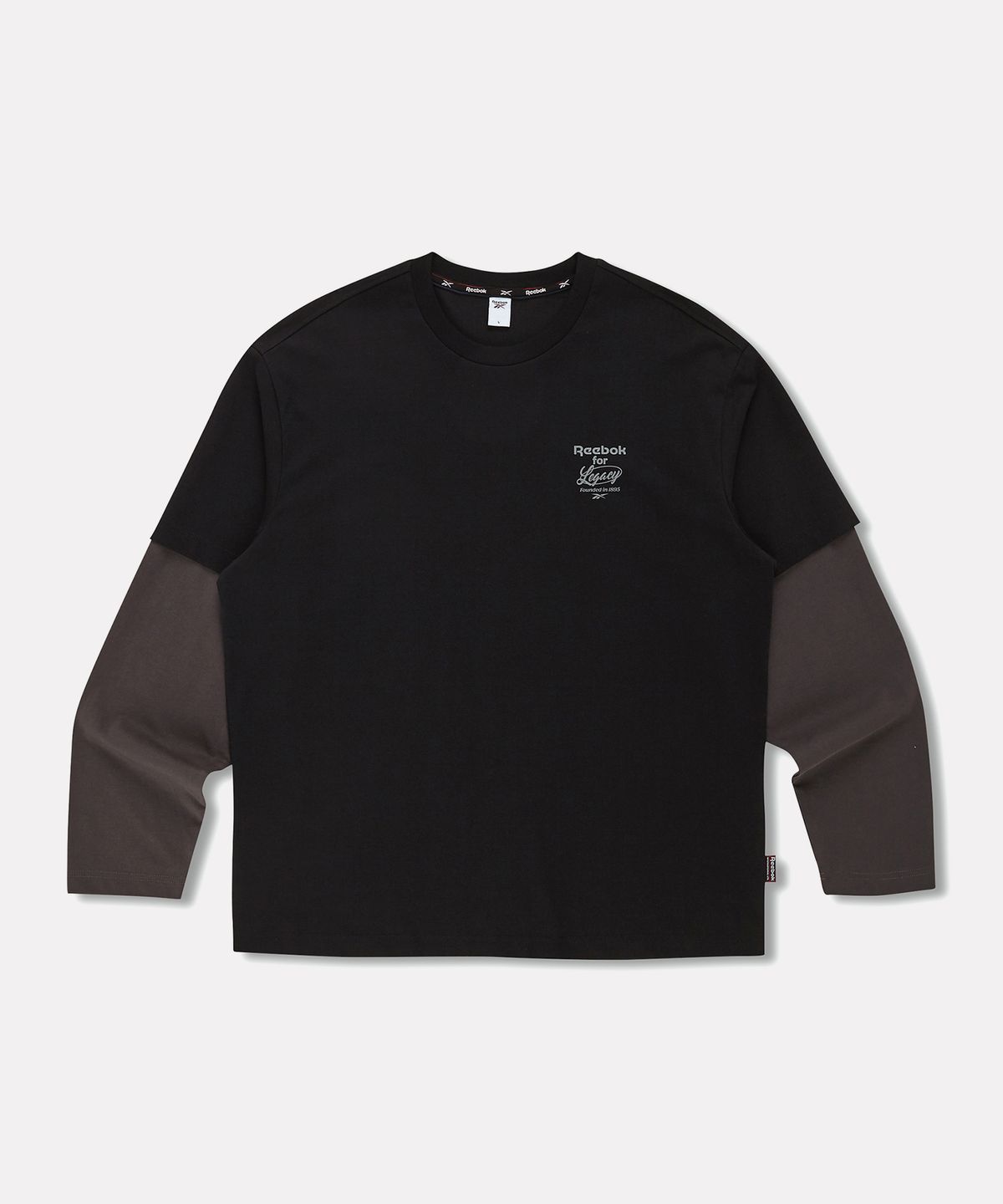 리복(REEBOK) 레거시 로고 레이어드 긴팔티 - 블랙