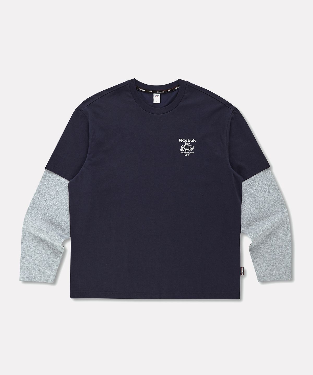 리복(REEBOK) 레거시 로고 레이어드 긴팔티 - 네이비