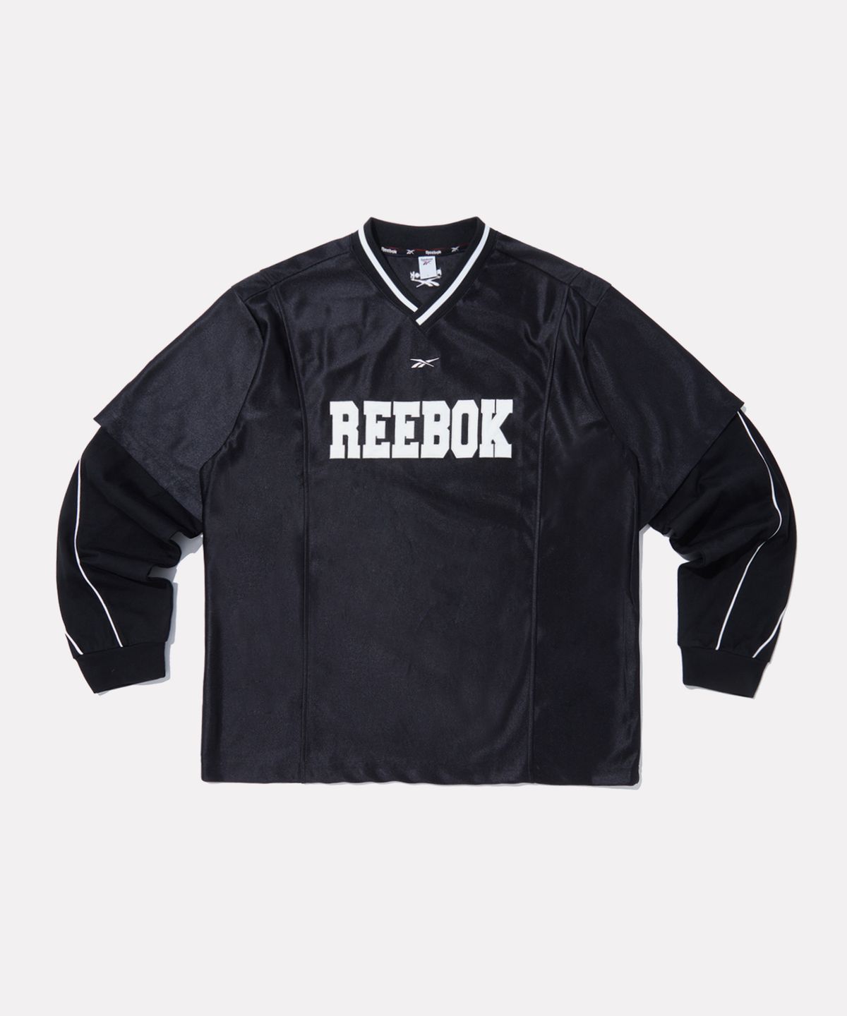 리복(REEBOK) 트랙 저지 레이어드 긴팔티 - 블랙