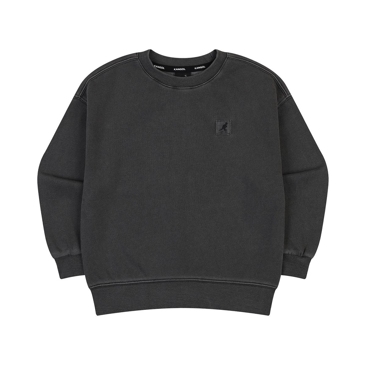캉골키즈(KANGOL KIDS) 백 그래픽 포인트 다이드 스웻셔츠 SC 0206 차콜