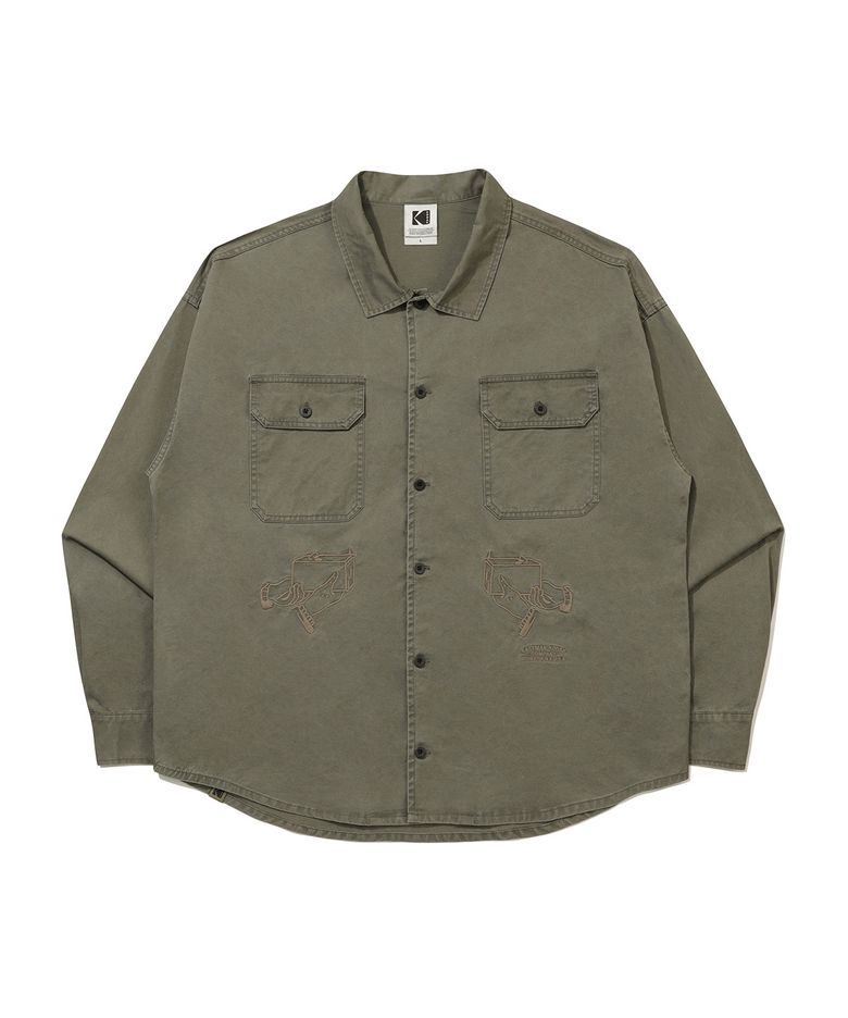 헤리티지 피그먼트 자수 셔츠 KHAKI
