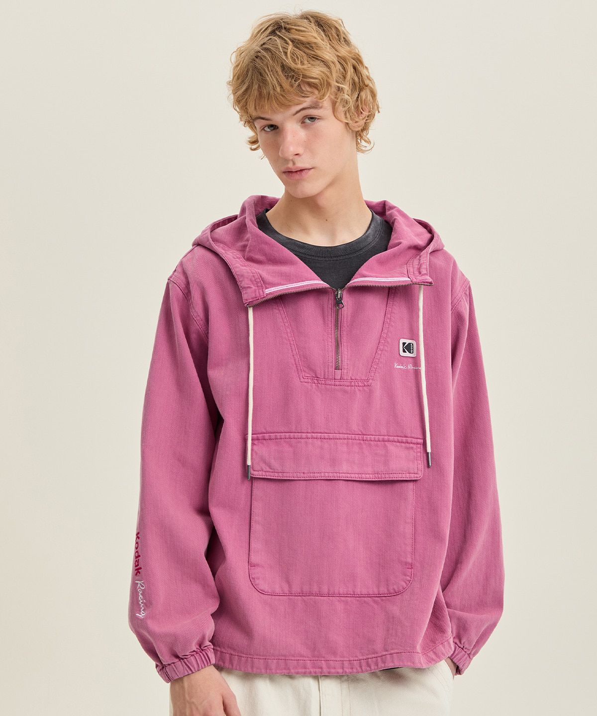 코닥(KODAK) RGB 데님 후드 아노락 PINK