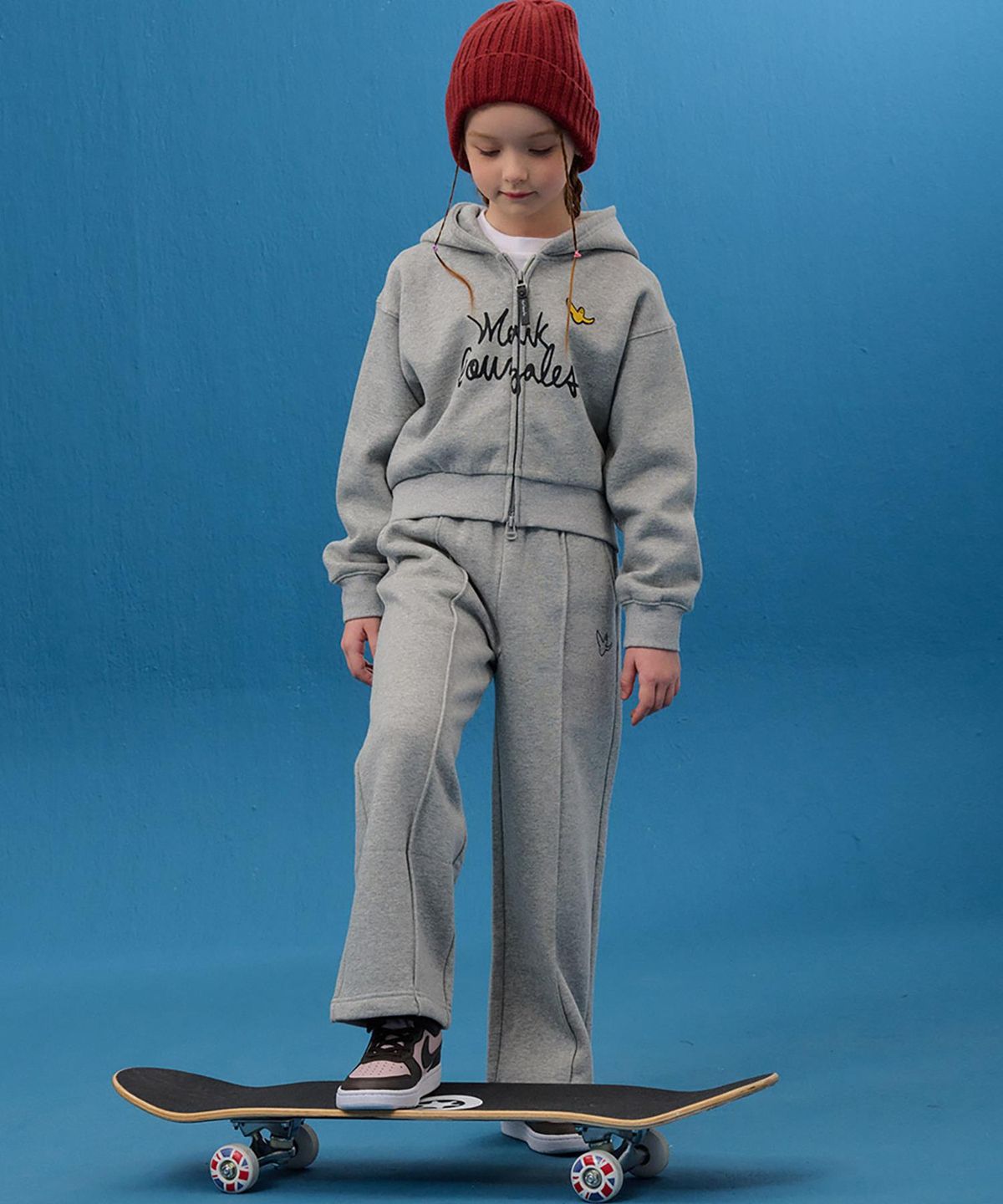 마크곤잘레스 키즈(MARK GONZALES KIDS) 곤잘레스 엔젤 핀턱 와이드 팬츠_멜란지그레이_MG54PJ51MG