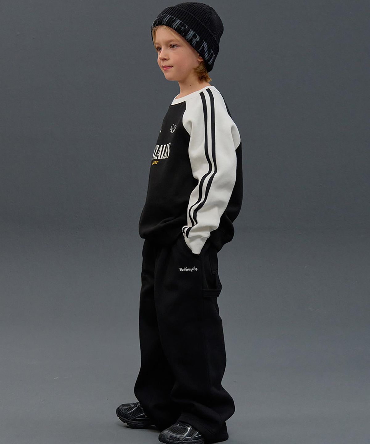 마크곤잘레스 키즈(MARK GONZALES KIDS) 곤잘레스 핀턱 와이드 팬츠_블랙_MG54PJ06BK