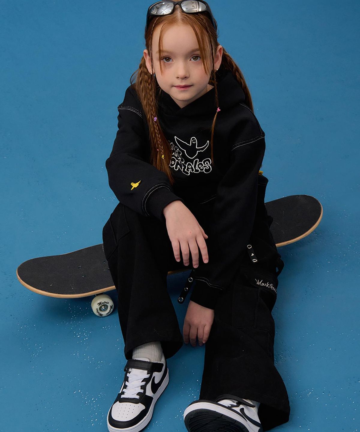 마크곤잘레스 키즈(MARK GONZALES KIDS) 곤잘레스 배색 스티치 후드 티셔츠_블랙_MG54TH51BK