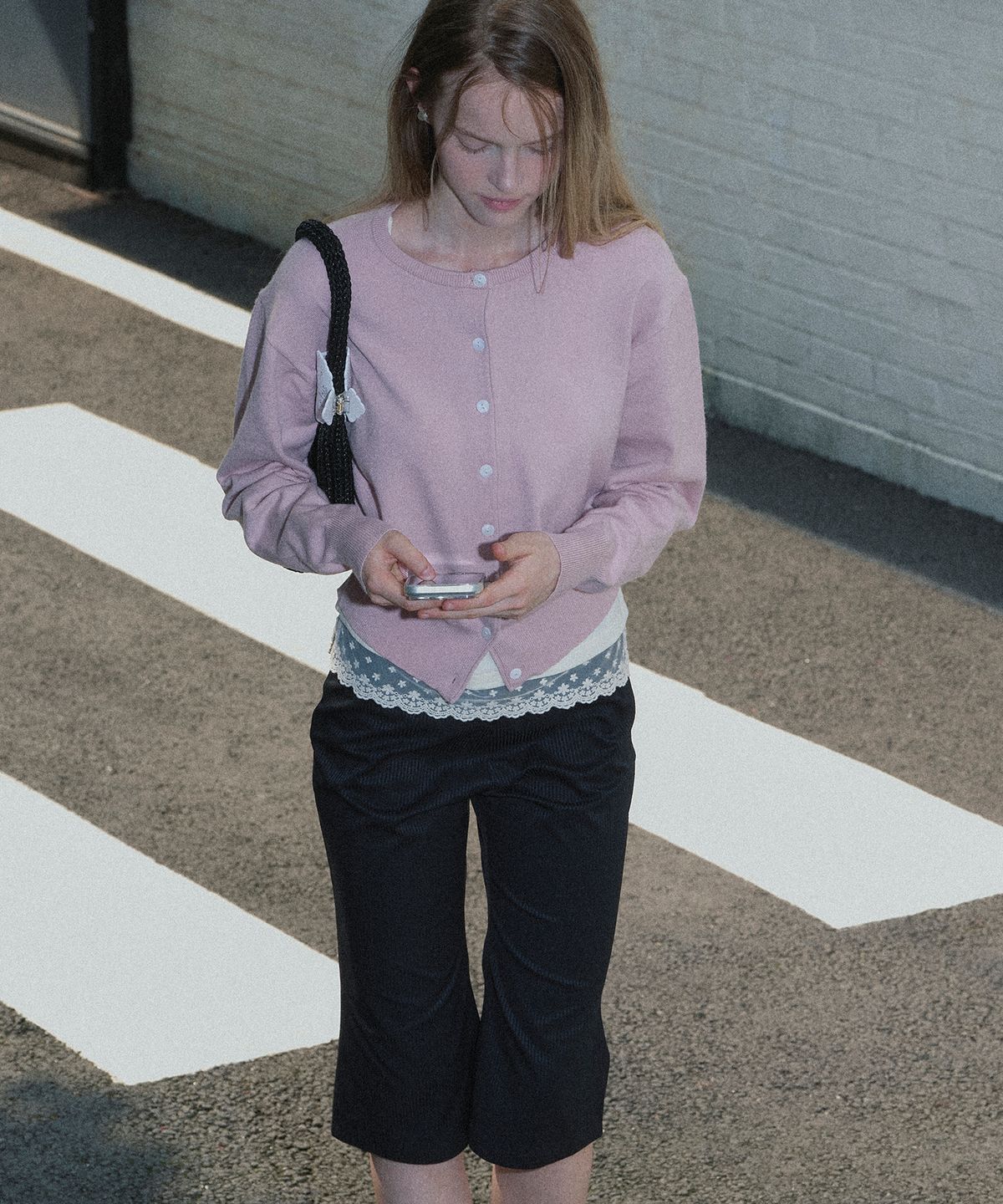 마가린핑거스(MARGARIN FINGERS) BASIC LOGO CARDIGAN (PINK)