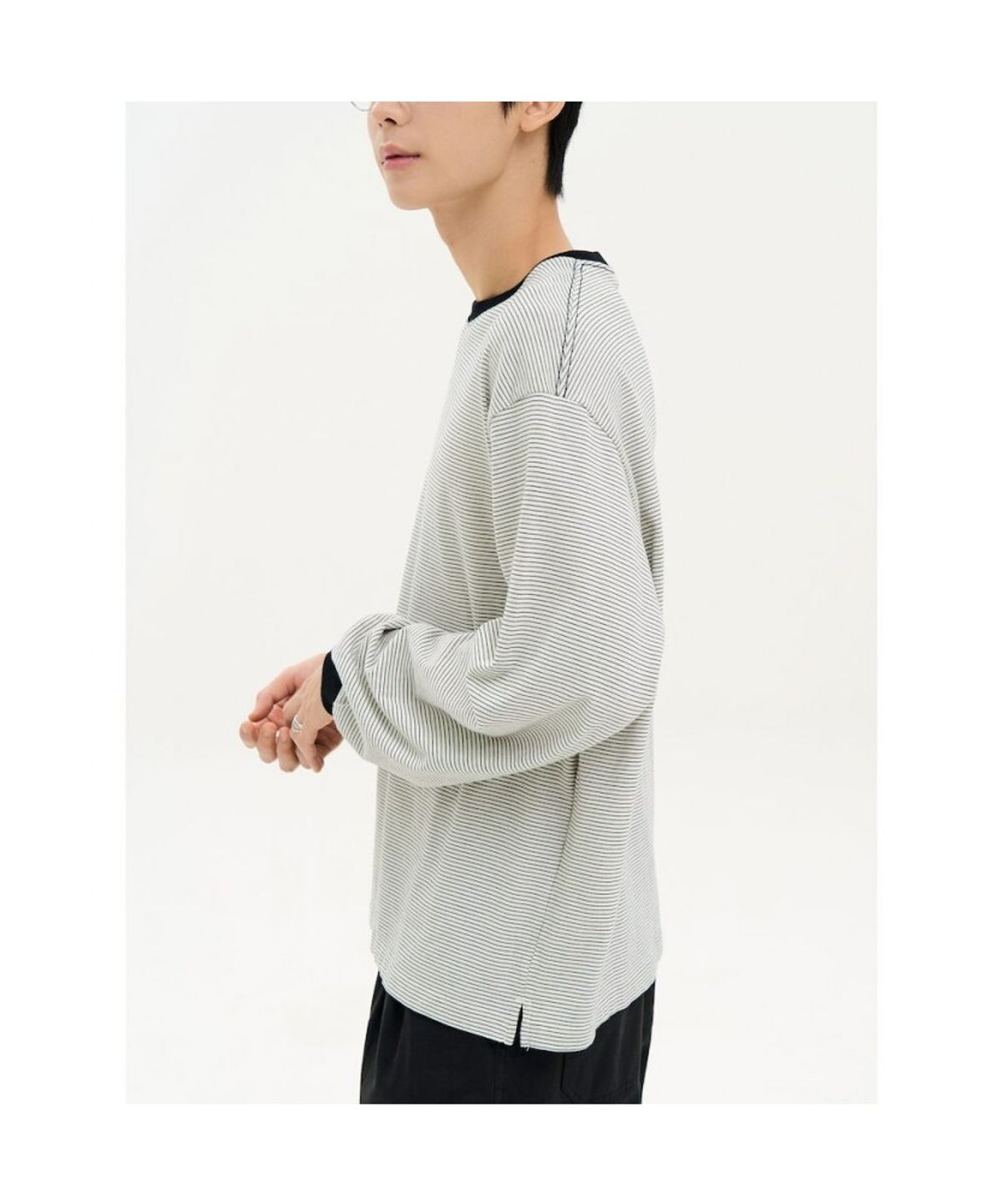 에잇세컨즈(8SECONDS) 데일리 스트라이프 긴소매 티셔츠  화이트