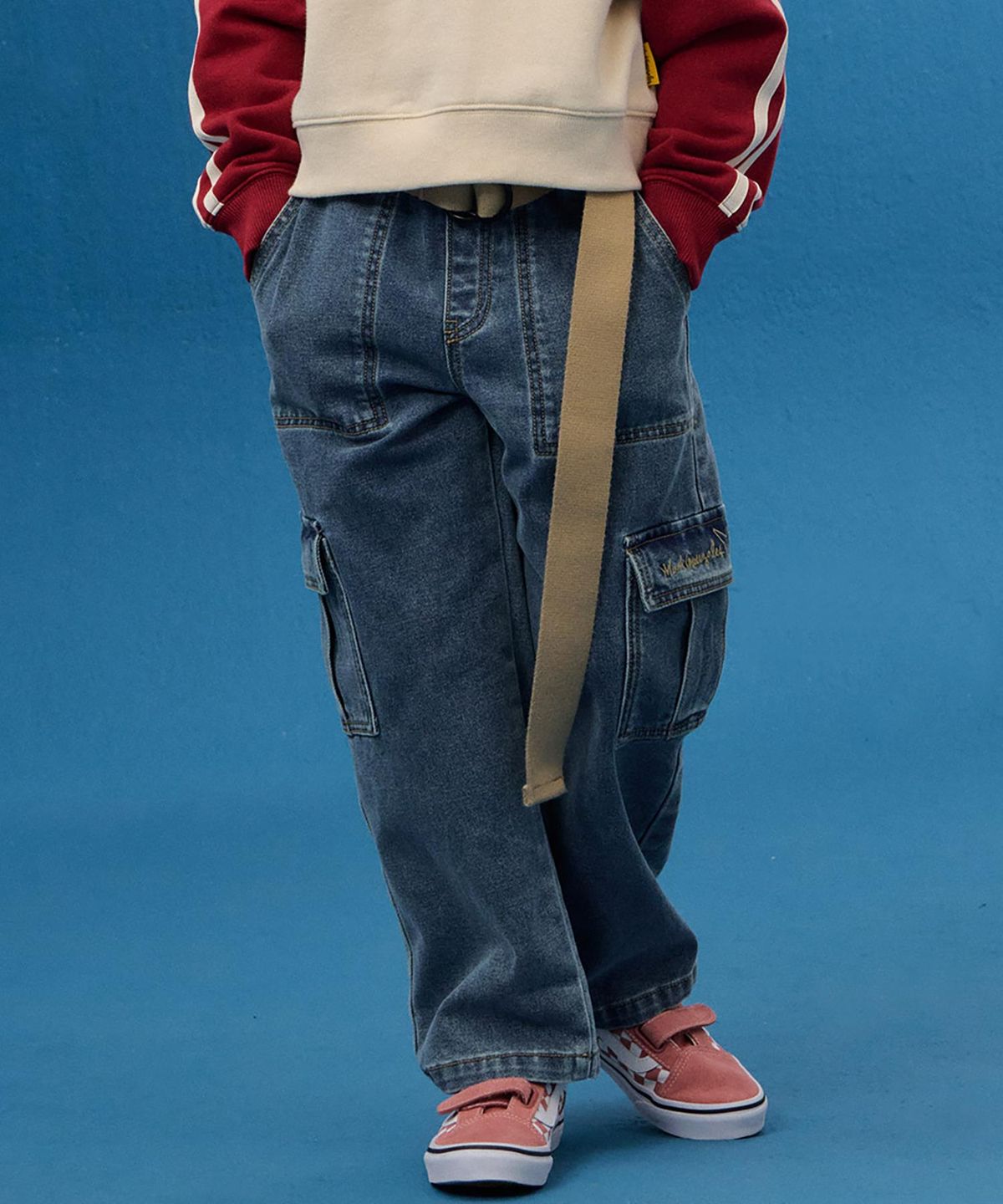 마크곤잘레스 키즈(MARK GONZALES KIDS) 곤잘레스 카고 포켓 데님 팬츠_인디고_MG54PD03ID