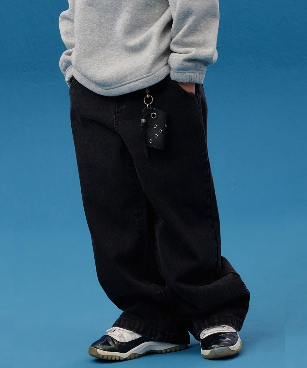 마크곤잘레스 키즈(MARK GONZALES KIDS) 곤잘레스 엔젤 와이드 데님 팬츠_블랙_MG54PD51BK