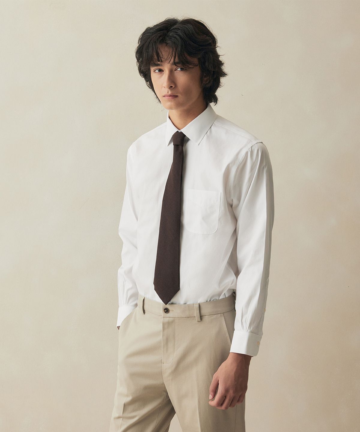 브룩스 브라더스(BROOKS BROTHERS) 논아이론 잉글리시 스프레드 헤링본 드레스셔츠 (화이트) (BBTSMF0179W)