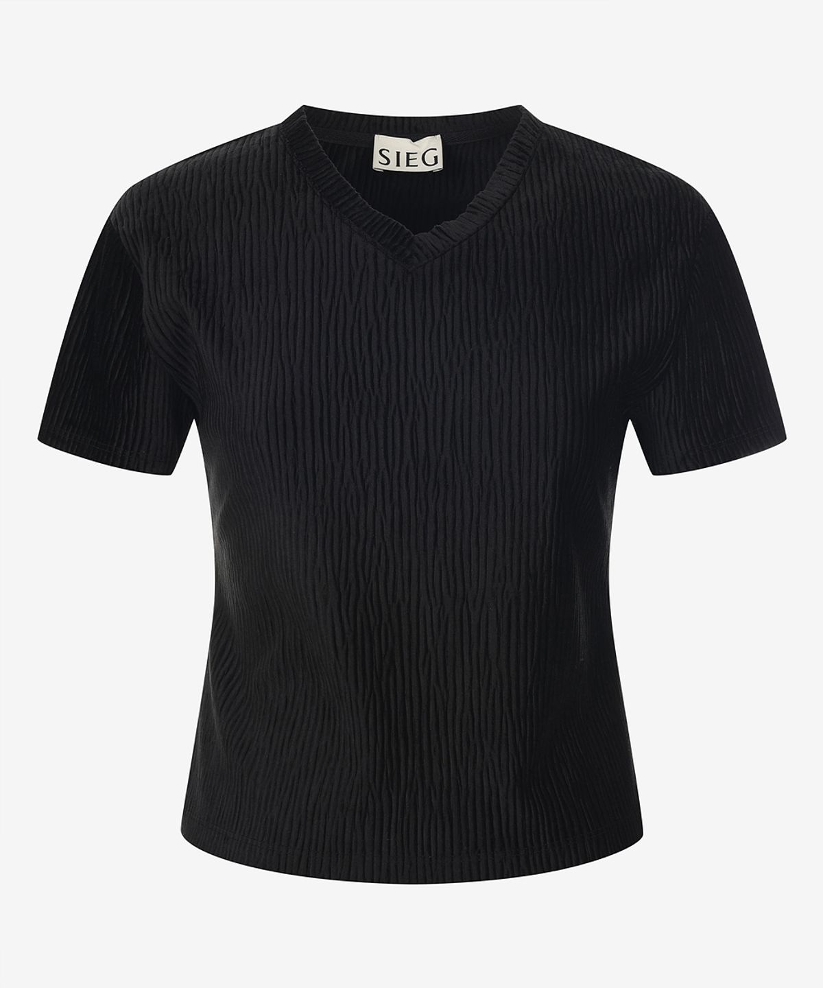 지이크 서촌 하우스(SIEG SEOCHON HAUS) [Women] Crinkle V-Neck Cropped T-Shirt (PPIBH8408)